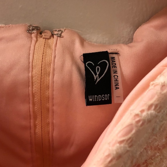 Windsor Pink Lace Strapless Dress - Picture 3 of 13